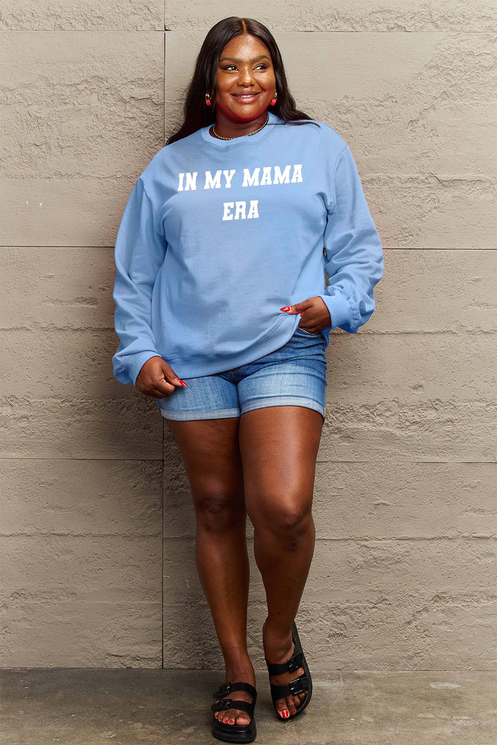 Simply Love Full Size IN MY MAMA EAR Graphic Sweatshirt