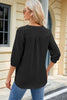 Notched Three-Quarter Sleeve T-Shirt