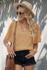 Swiss Dot Lace Trim Flutter Sleeve V-Neck Blouse