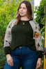 Plus Size Floral Waffle-Knit Round Neck Blouse