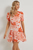 Floral Surplice Neck Flounce Sleeve Dress