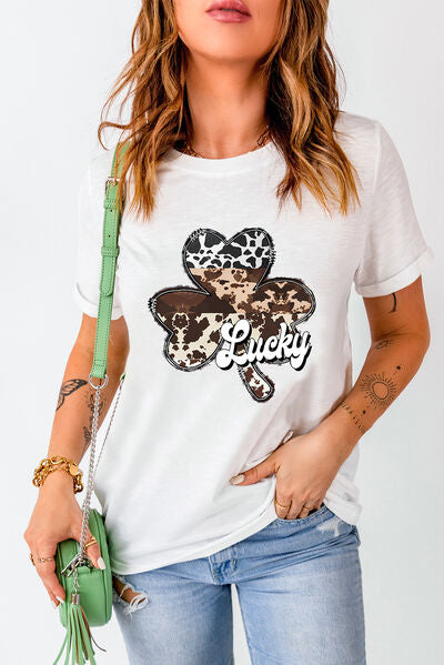 LUCKY Graphic Round Neck T-Shirt