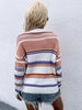 Striped Drop Shoulder Round Neck Pullover Sweater - BELLATRENDZ