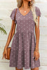 Polka Dot V-Neck Flutter Sleeve Mini Dress
