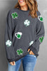 Lucky Clover Beer Sequin Round Neck Sweatshirt