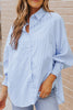 Striped Lantern Sleeve Collared Shirt - BELLATRENDZ