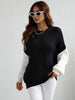 Two-Tone Rib-Knit Dropped Shoulder Sweater - BELLATRENDZ