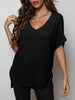 V-Neck Slit High-Low Knit Top - BELLATRENDZ