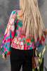 Floral Smocked Ruffled Balloon Sleeve Blouse