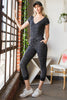 Heathered Drawstring Waist V-Neck Jumpsuit - BELLATRENDZ