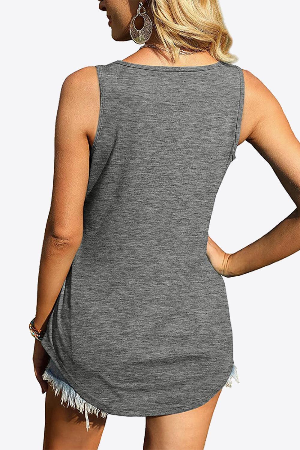 Curved Hem Square Neck Tank - BELLATRENDZ