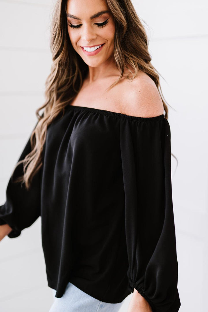 Off-Shoulder Balloon Sleeve Top - BELLATRENDZ