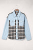 Plaid Pocketed Button Up Denim Jacket