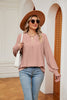 Notched Neck Flounce Sleeve Blouse