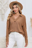 Lapel Collar Dropped Shoulder Blouse