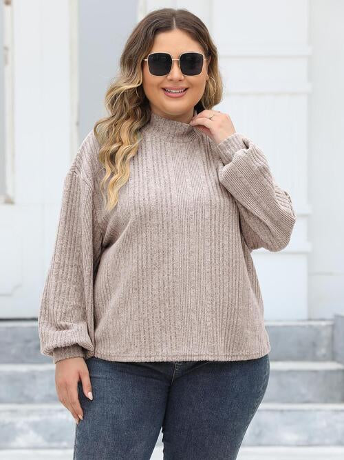 Plus Size Mock Neck Long Sleeve Knit Top