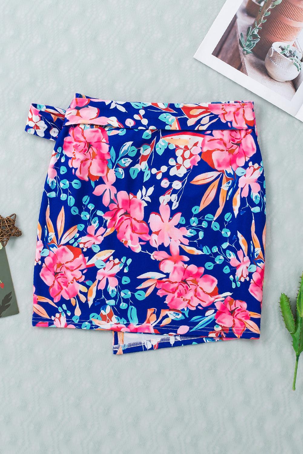 Floral Tied Mini Skirt - BELLATRENDZ