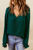 Notched Neck Lantern Sleeve Blouse - BELLATRENDZ