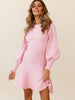 Round Neck Lantern Sleeve Sweater Dress