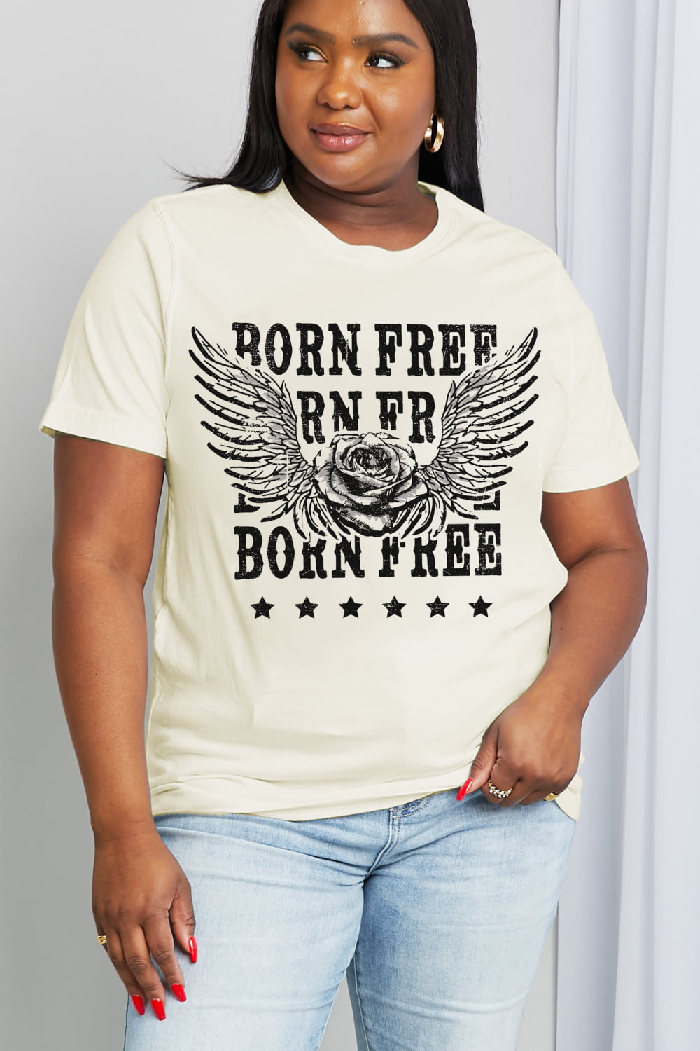 Simply Love Full Size BORN FREE Graphic Cotton Tee