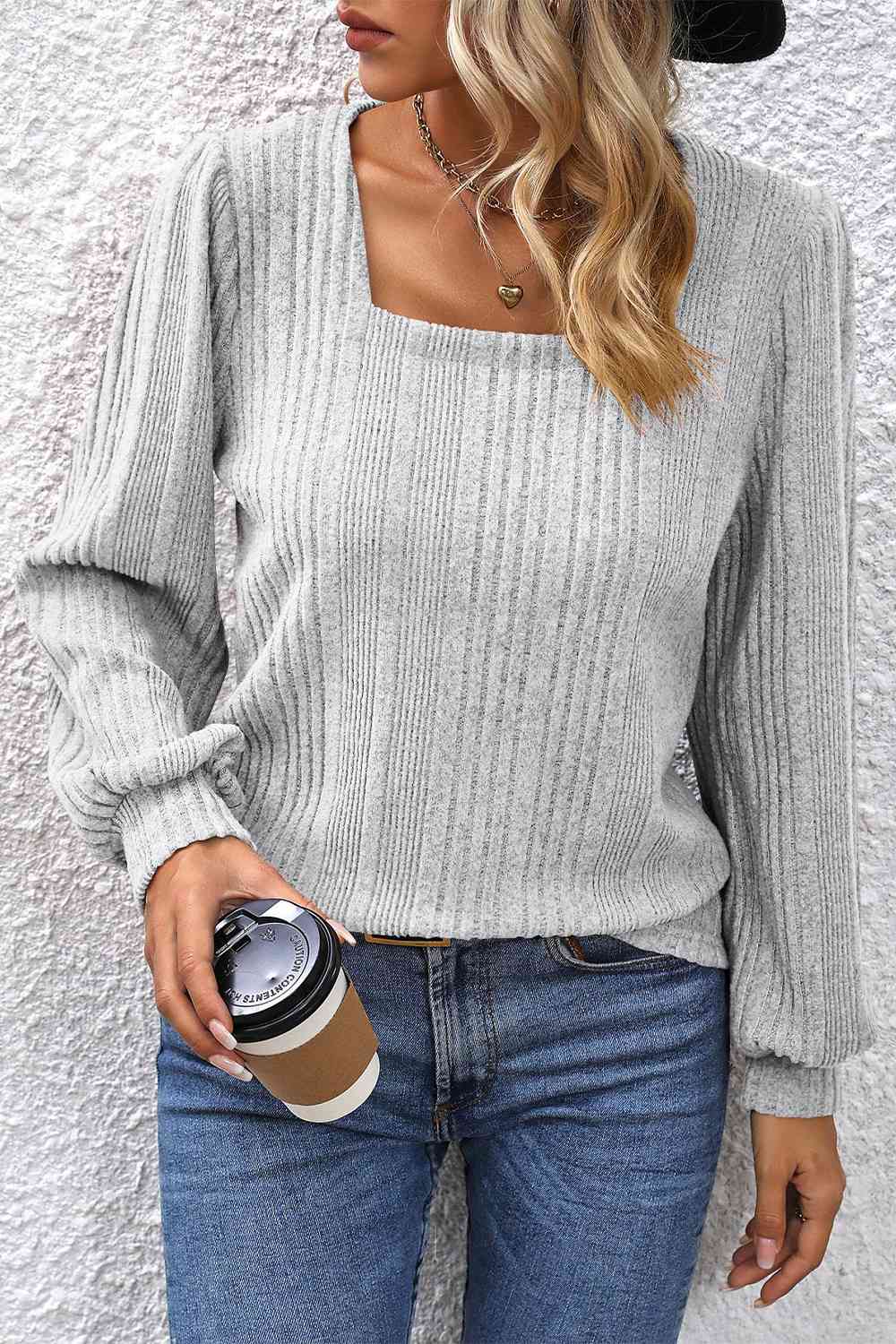 Square Neck Puff Sleeve Blouse