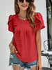 Swiss Dot Round Neck Petal Sleeve Top - BELLATRENDZ