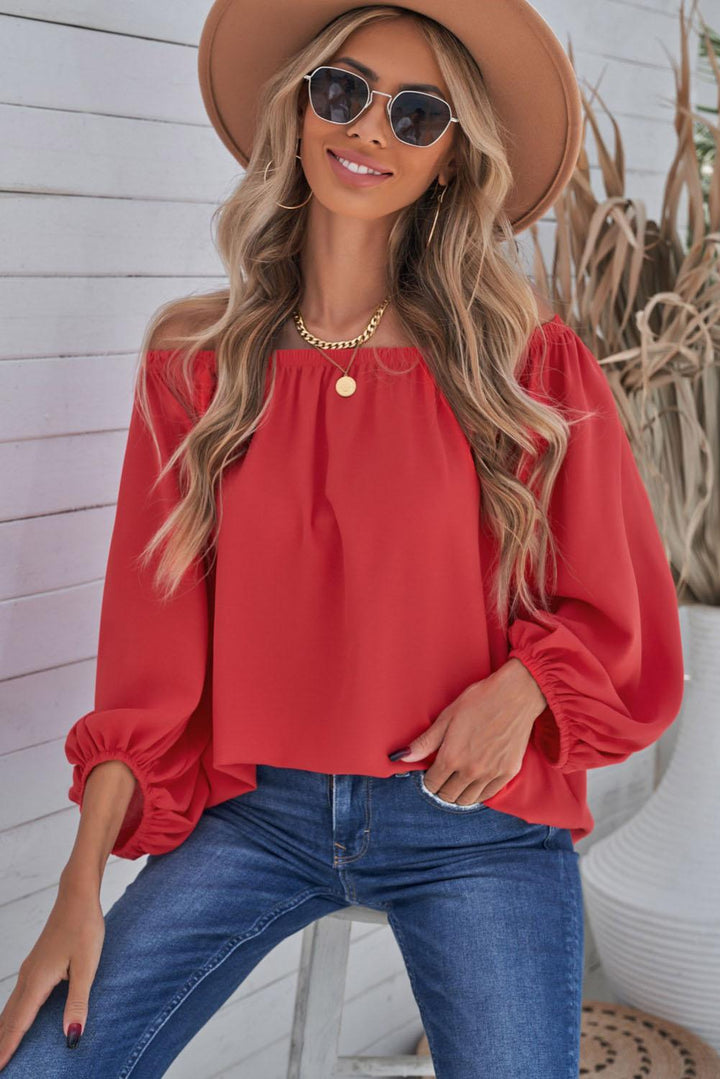 Off-Shoulder Balloon Sleeve Top - BELLATRENDZ