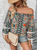 Printed Frill Trim Off-Shoulder Blouse - BELLATRENDZ