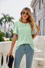 Eyelet Flutter Sleeve Round Neck Top