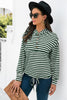 Striped Half-Button Dropped Shoulder Hoodie - BELLATRENDZ