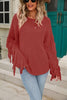 Fringe Round Neck Dropped Shoulder Sweater