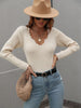 V-Neck Ribbed Knit Top - BELLATRENDZ