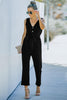 V-Neck Tie Waist Sleeveless Jumpsuit - BELLATRENDZ