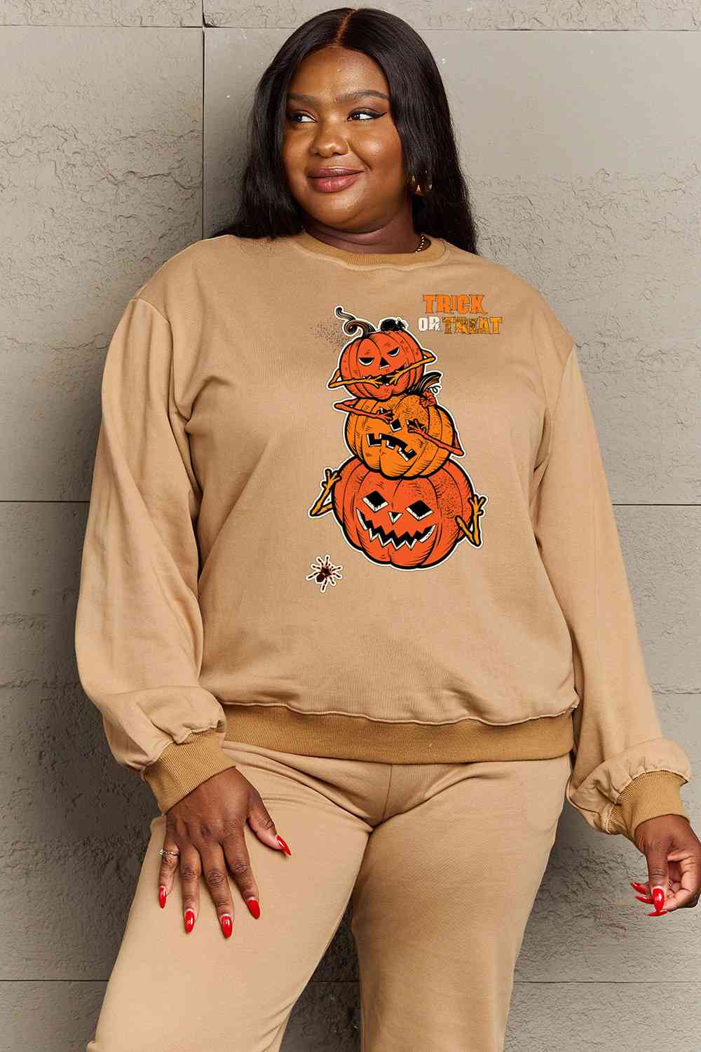 Simply Love Full Size TRICK OR TREAT Graphic Sweatshirt