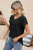 Eyelet Petal Sleeve V-Neck Knit Top