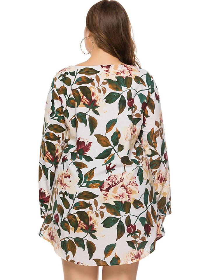 Full Size Floral Long Sleeve Mini Dress - BELLATRENDZ