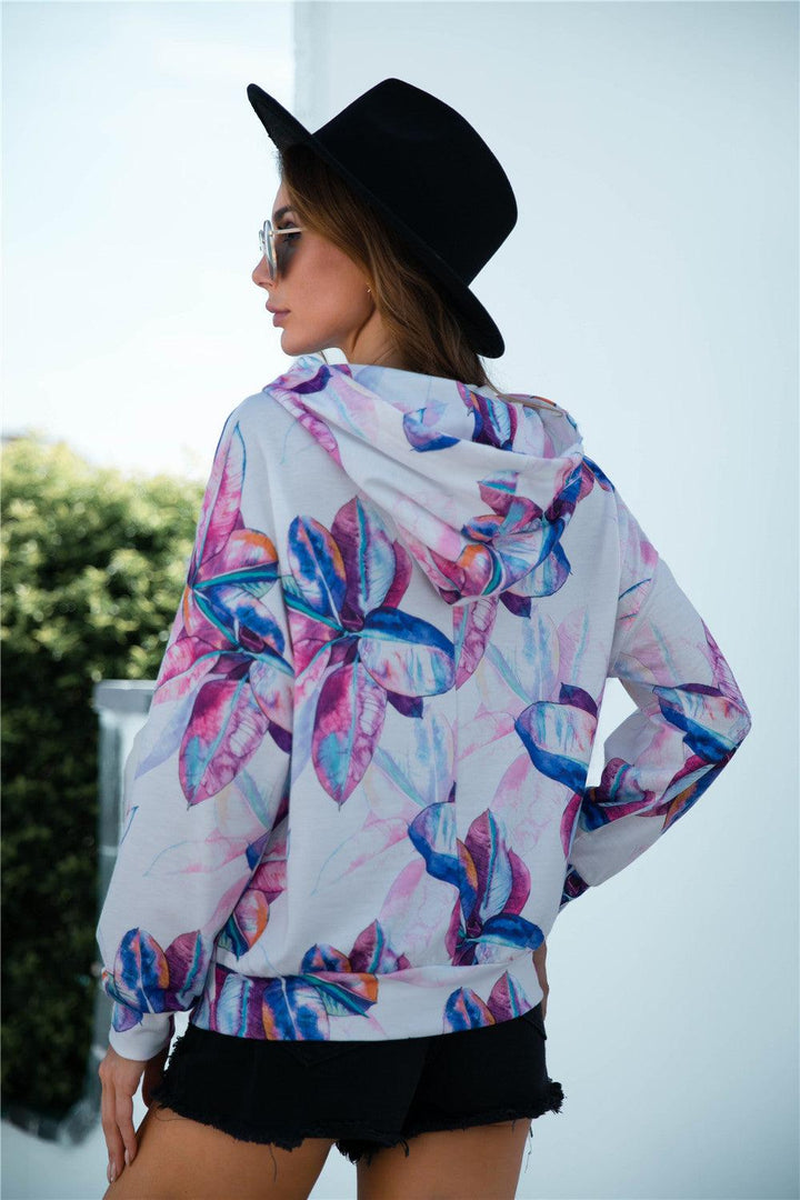 Printed Dropped Shoulder Hoodie - BELLATRENDZ