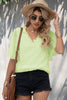 Swiss Dot Lace Trim Flutter Sleeve V-Neck Blouse