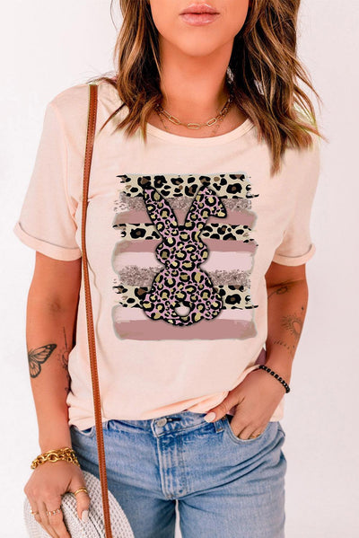 Easter Leopard Bunny Graphic T-Shirt