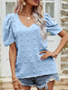 Swiss Dot Short Puff Sleeve Top - BELLATRENDZ