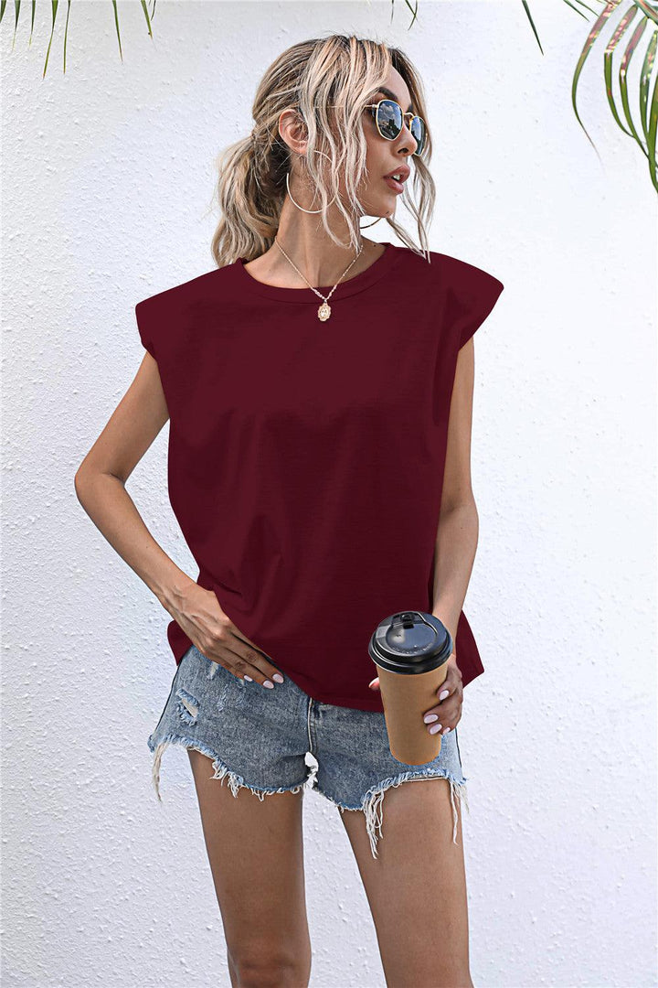 Round Neck Cap Sleeve Tee - BELLATRENDZ