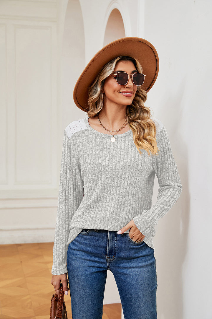 Round Neck Ribbed Top