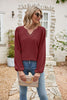 Eyelet Notched Neck Balloon Sleeve Blouse