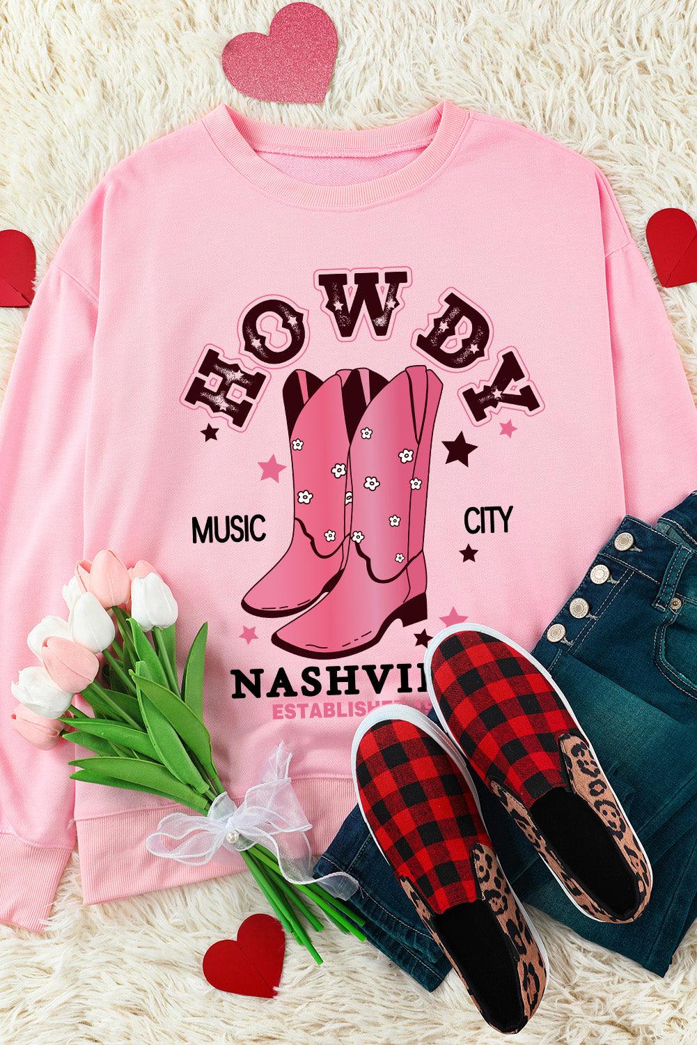 Cowboy Boots Graphic Dropped Shoulder Sweatshirt - BELLATRENDZ