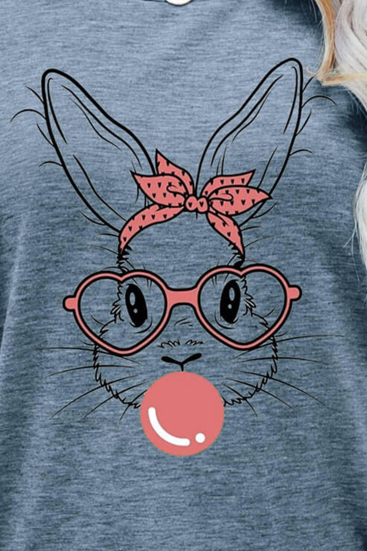 Easter Bunny Graphic Round Neck T-Shirt - BELLATRENDZ