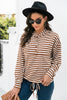 Striped Half-Button Dropped Shoulder Hoodie - BELLATRENDZ