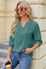 Notched Three-Quarter Sleeve T-Shirt