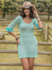 Openwork Round Neck Mini Dress