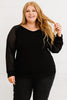 Plus Size Sheer Striped Sleeve V-Neck Top - BELLATRENDZ