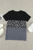 Leopard Print Color Block Short Sleeve T-Shirt - BELLATRENDZ